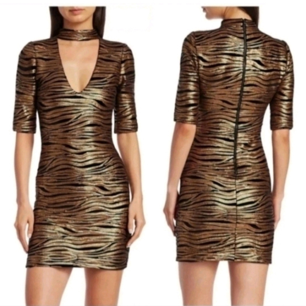 Alice + Olivia Inka Sequin Metallic Mini Dress  size 14